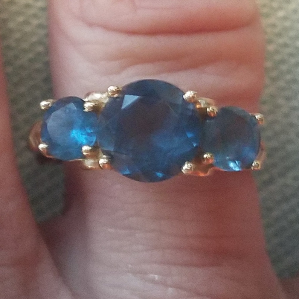 14k Gold London Blue Topaz Trinity Ring